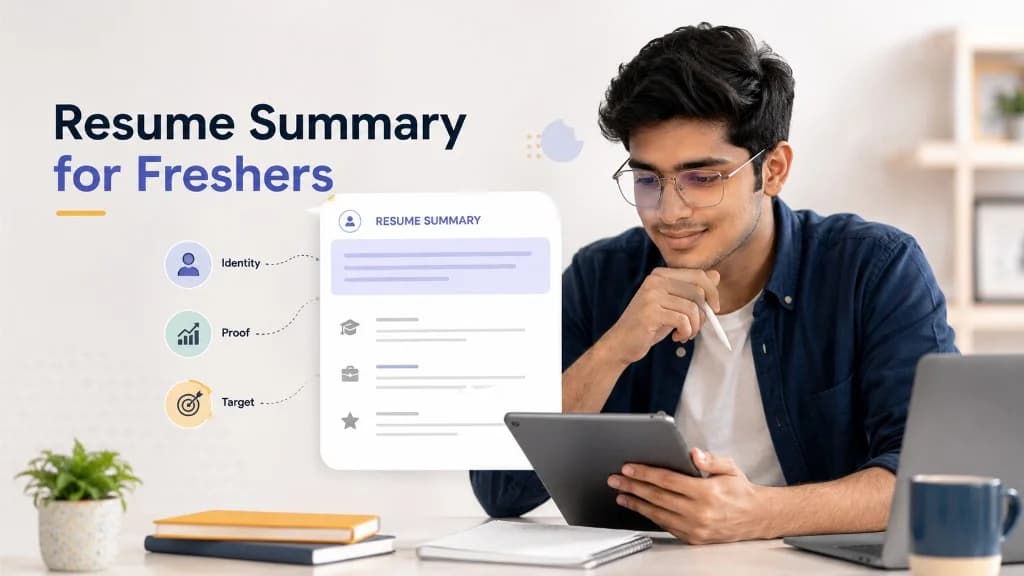 Resume summary examples for freshers in India across common entry-level roles